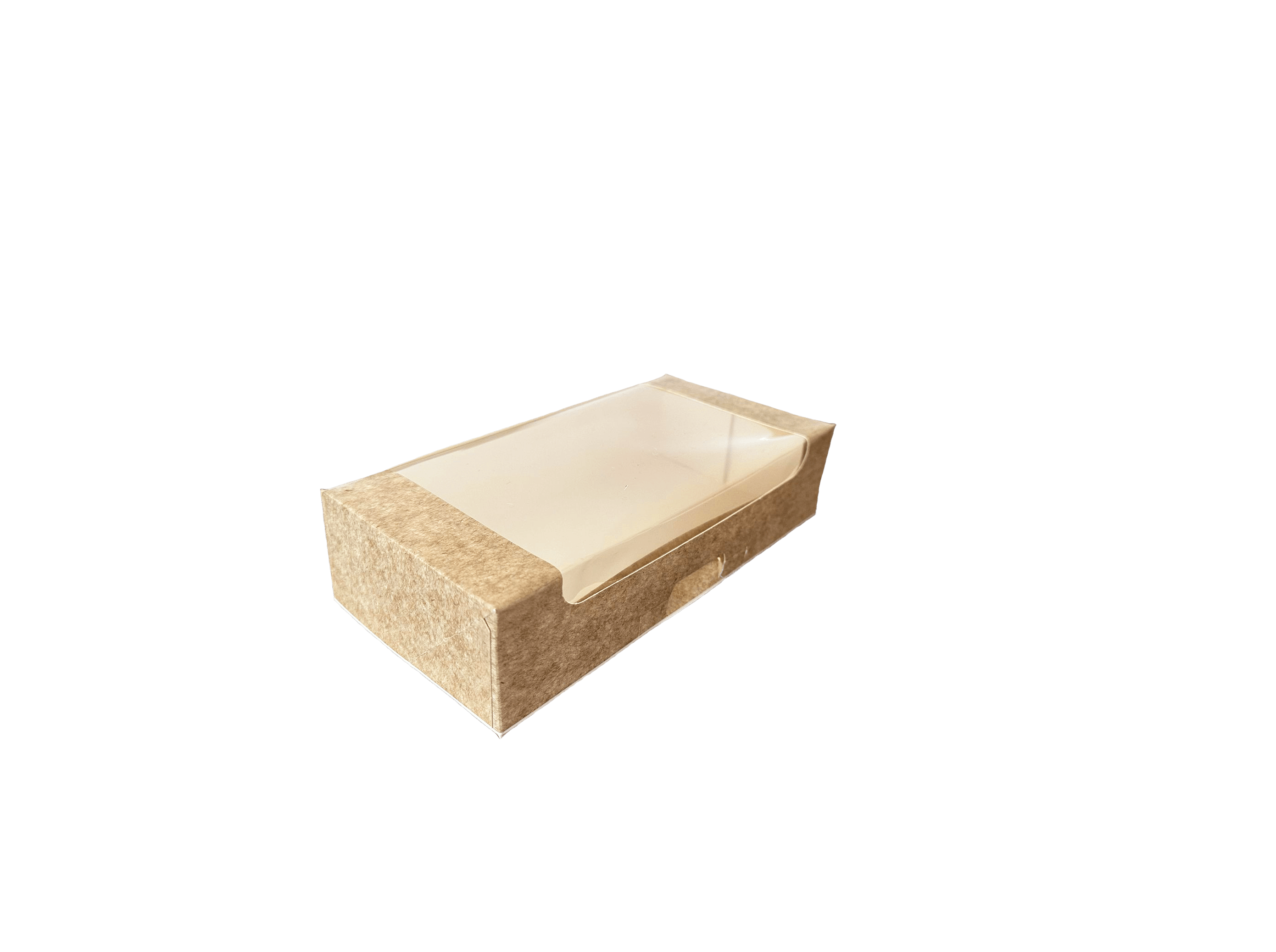 Cutii carton natur cu fereastra pentru prajituri 20 x 10,5 x H 5 cm, 50 buc/set